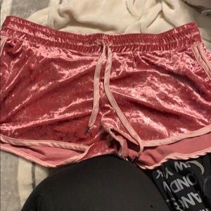 Pink velvet shorts